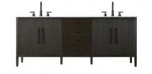 Elegant VF29684DCO - Vanity Cabinet 4Dr 3Dw 84x21.5x35 Chocolate Oak
