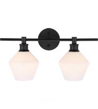 Elegant LD2313BK - Gene 2 light Black and Frosted white glass Wall sconce
