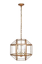 Elegant LD6001D19G - Caro Collection Pendant D19 H20 Lt:4 Vintage Gold Finish