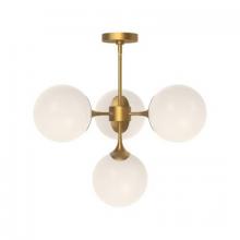 Alora Lighting CH505426AGOP - Nouveau 26-in Aged Gold/Opal Matte Glass 4 Lights Chandeliers