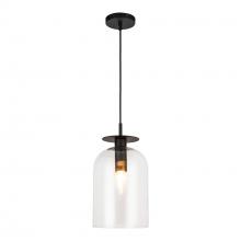 Alora Lighting PD515408MBCL - Sylvia 8-in Matte Black/Clear Glass 1 Light Pendant