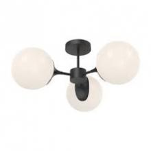 Alora Lighting SF505326MBOP - Nouveau 26-in Matte Black/Opal Matte Glass 3 Lights Semi Flush Mount