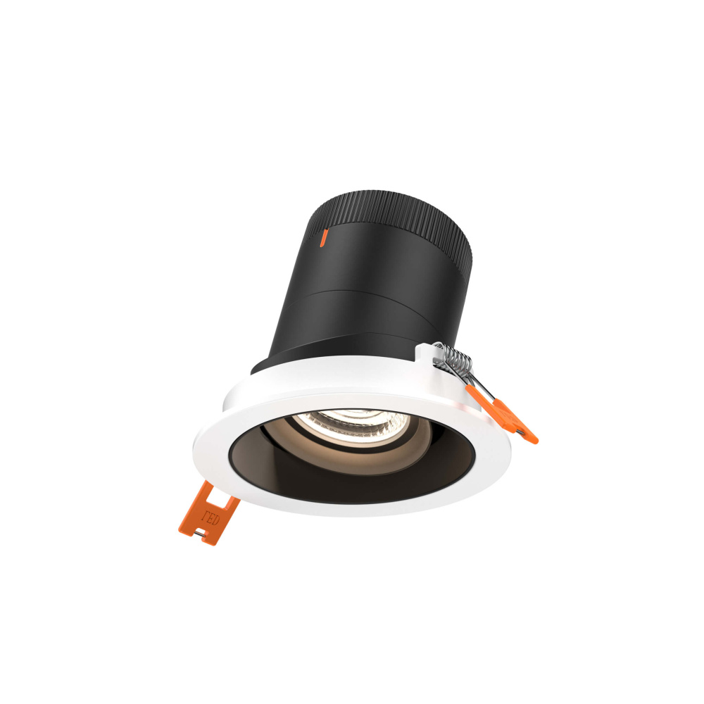 3in Modular Downlight, 5CCT, 60 degree Beam Angle, Gimbal Reflector, Black, White trim