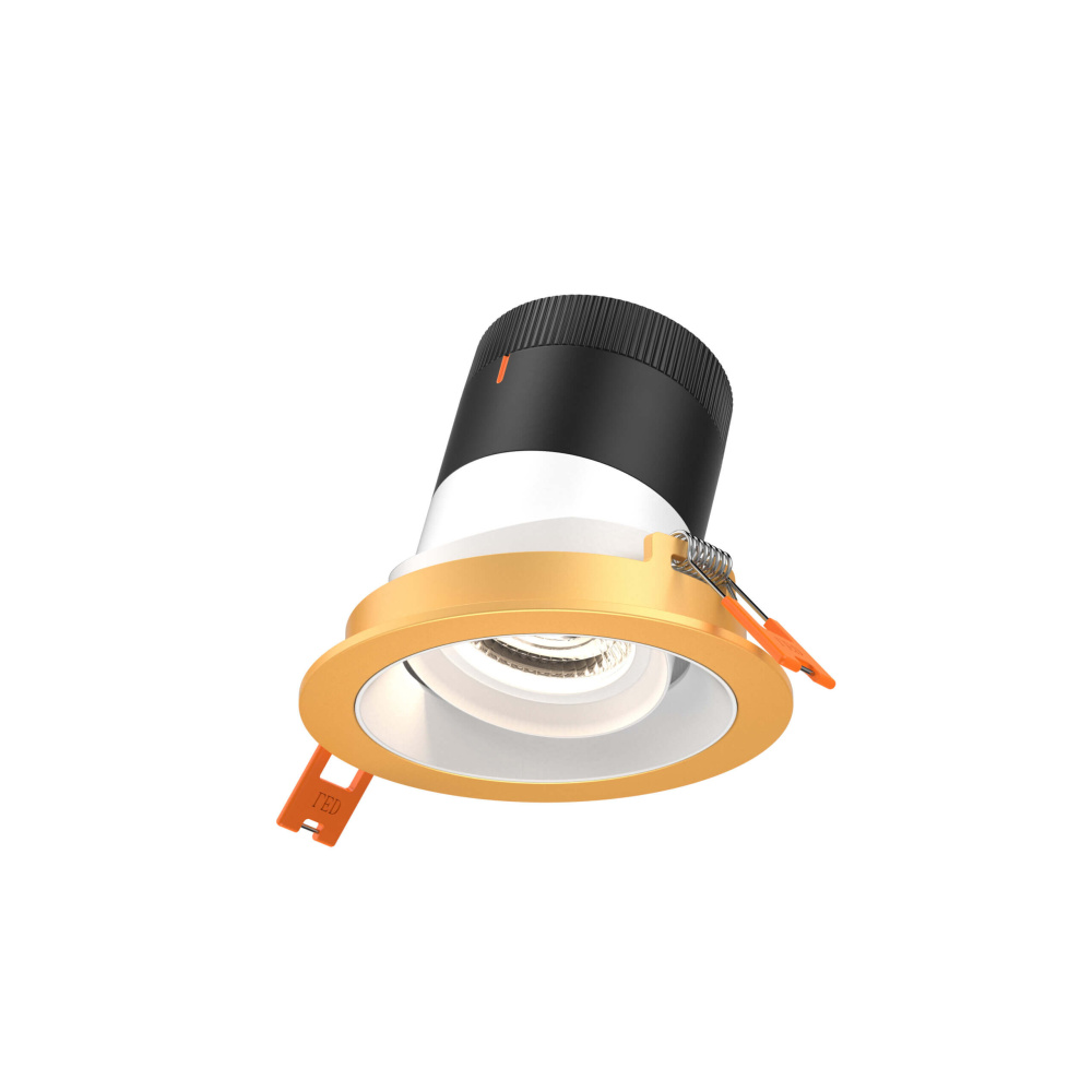 3in Modular Downlight, 5CCT, 35 degree Beam Angle, Gimbal Reflector, White, Gold trim