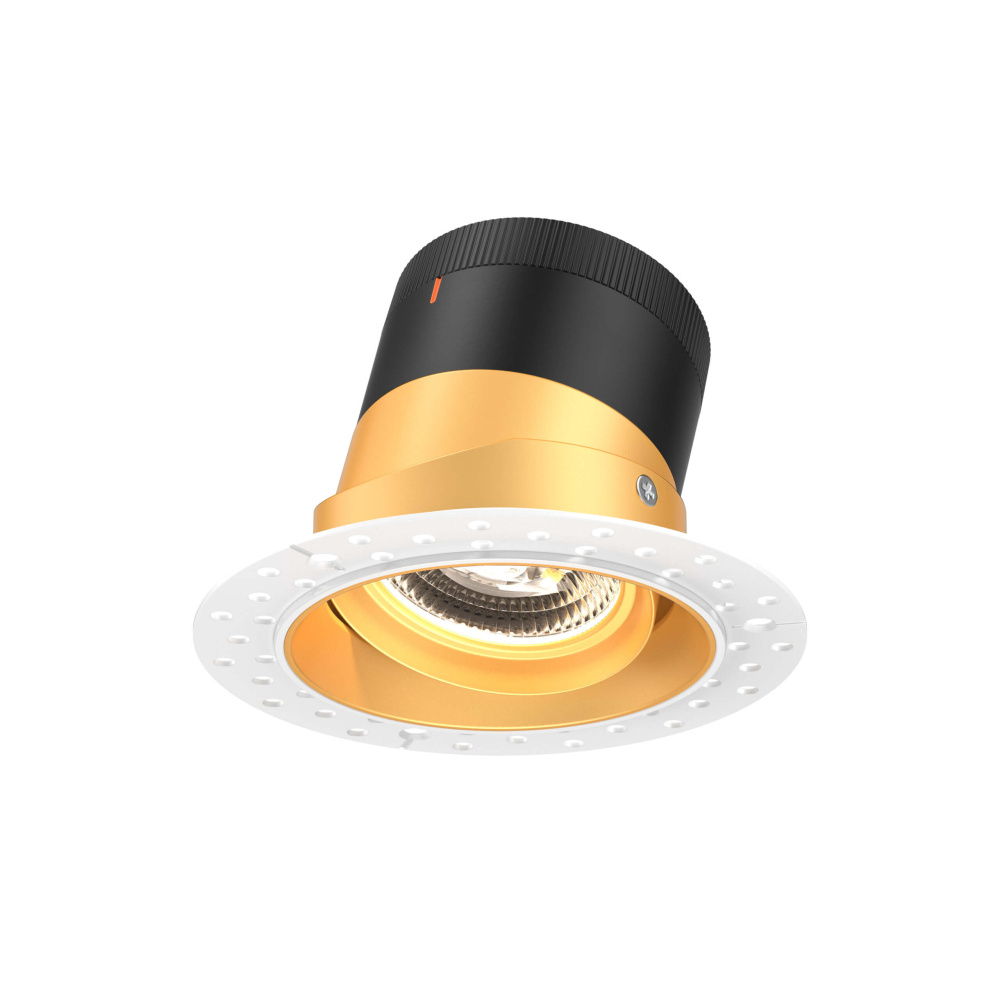 4in Modular Downlight, 5CCT, 60 degree Beam Angle, Gimbal Reflector, Gold, Trimless