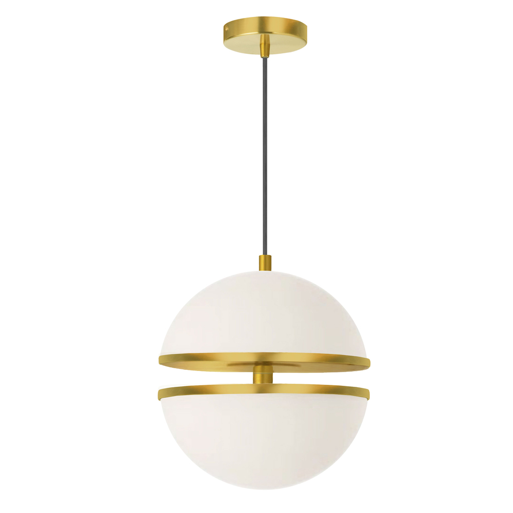 30W Pendant, Aged Brass w/ White Glass