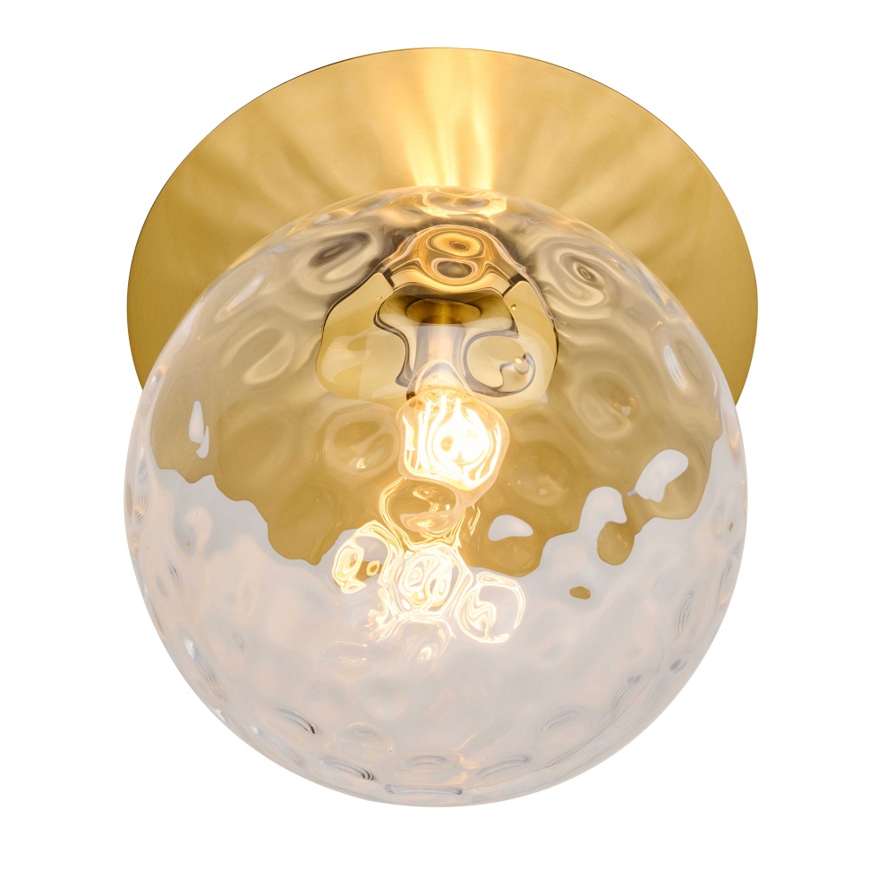 1 Light Aged Brass Incandescent Wall Sconce with Hammered Glass Globe