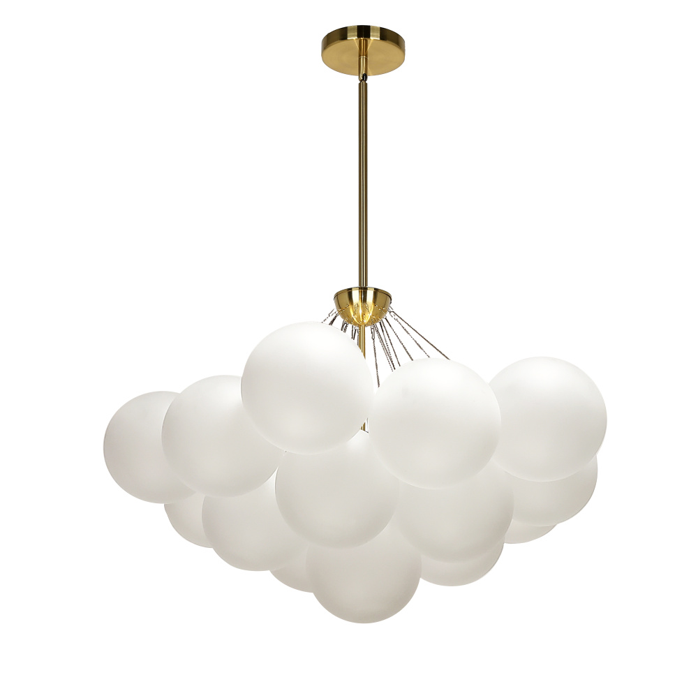 4LT Halogen Chandelier, AGB w/ Frosted Glass