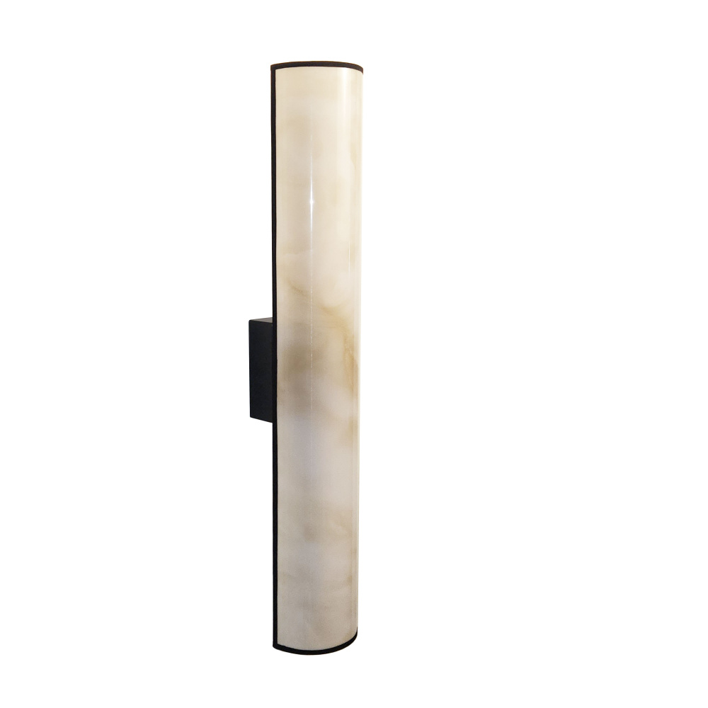 19W Wall Sconce, Matte Black w/ Marble Alabaster Shade