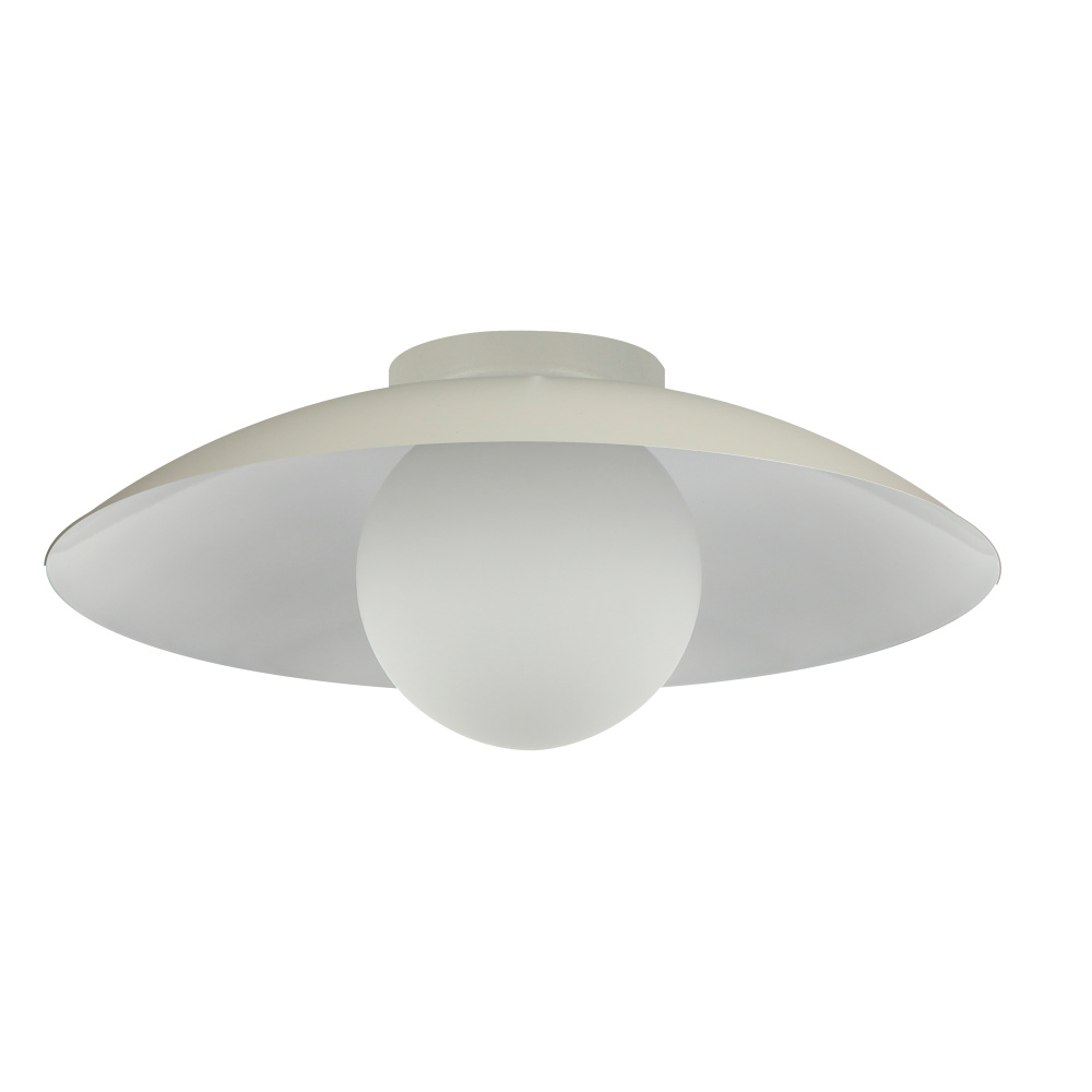 1 Light Flush Mount, Matte Beige w/ Opal Glass