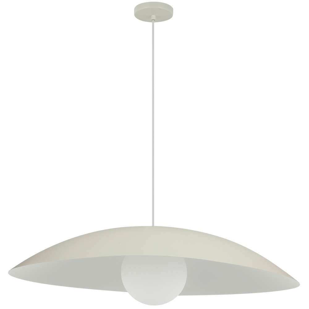 1 Light Pendant, Matte Beige w/ Opal Glass