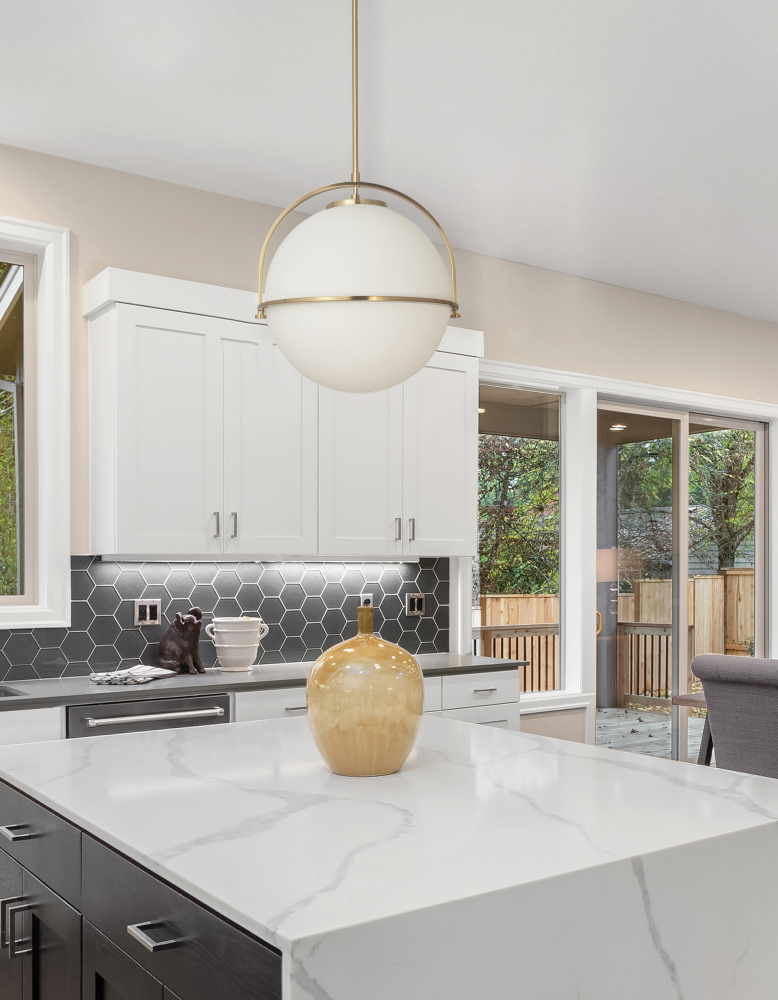 1LT Pendant, AGB w/ WH Opal Glass