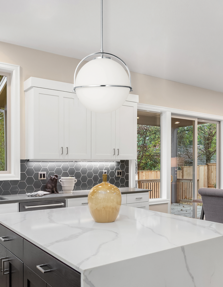 1LT Pendant, PC w/ WH Opal Glass