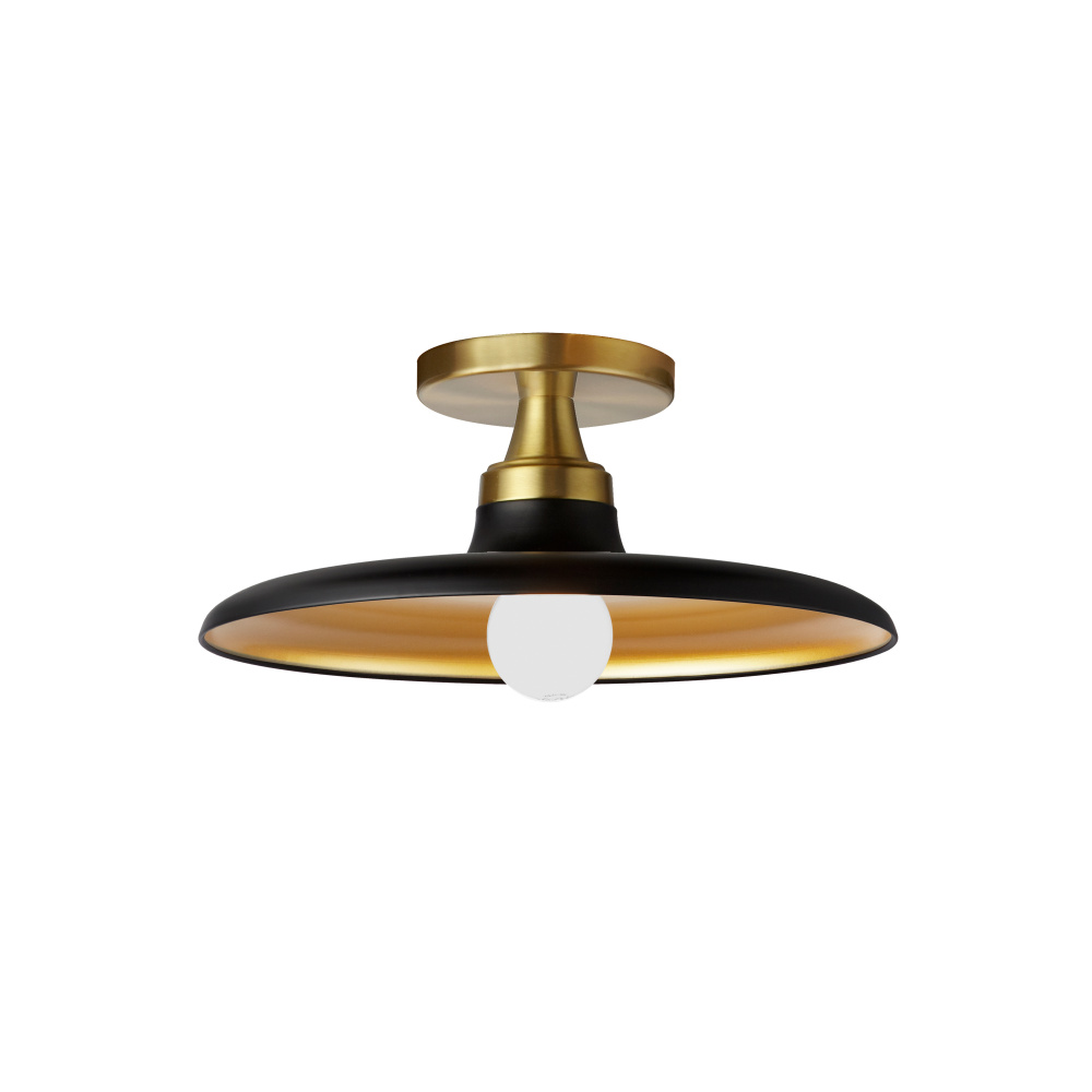 1 Light Semi-Flush Mount, Matte Black and Aged Brass