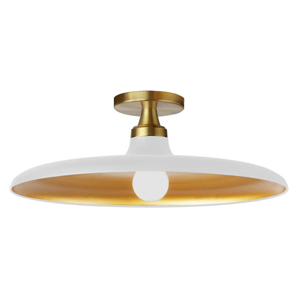 1 Light Semi-Flush Mount in Matte White and Aged Brass