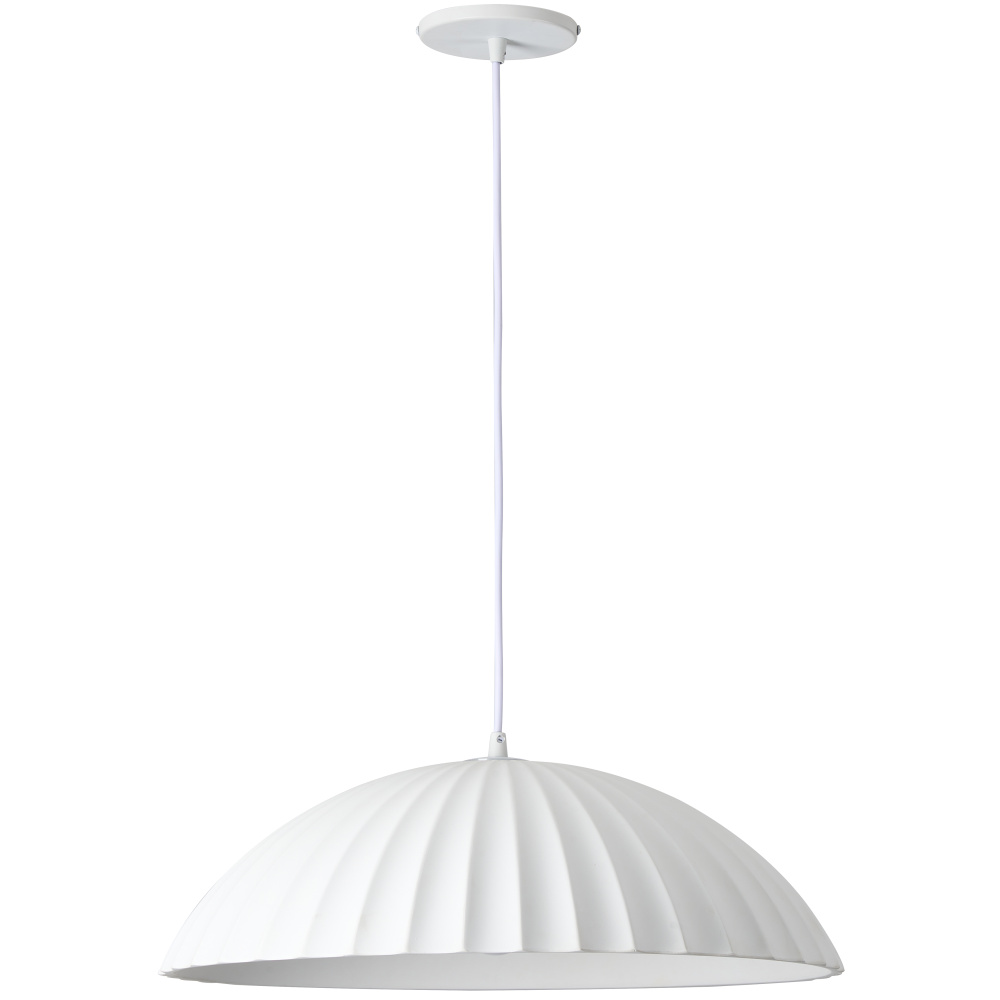 1 Light Ribbed Dome Pendant, Matte White