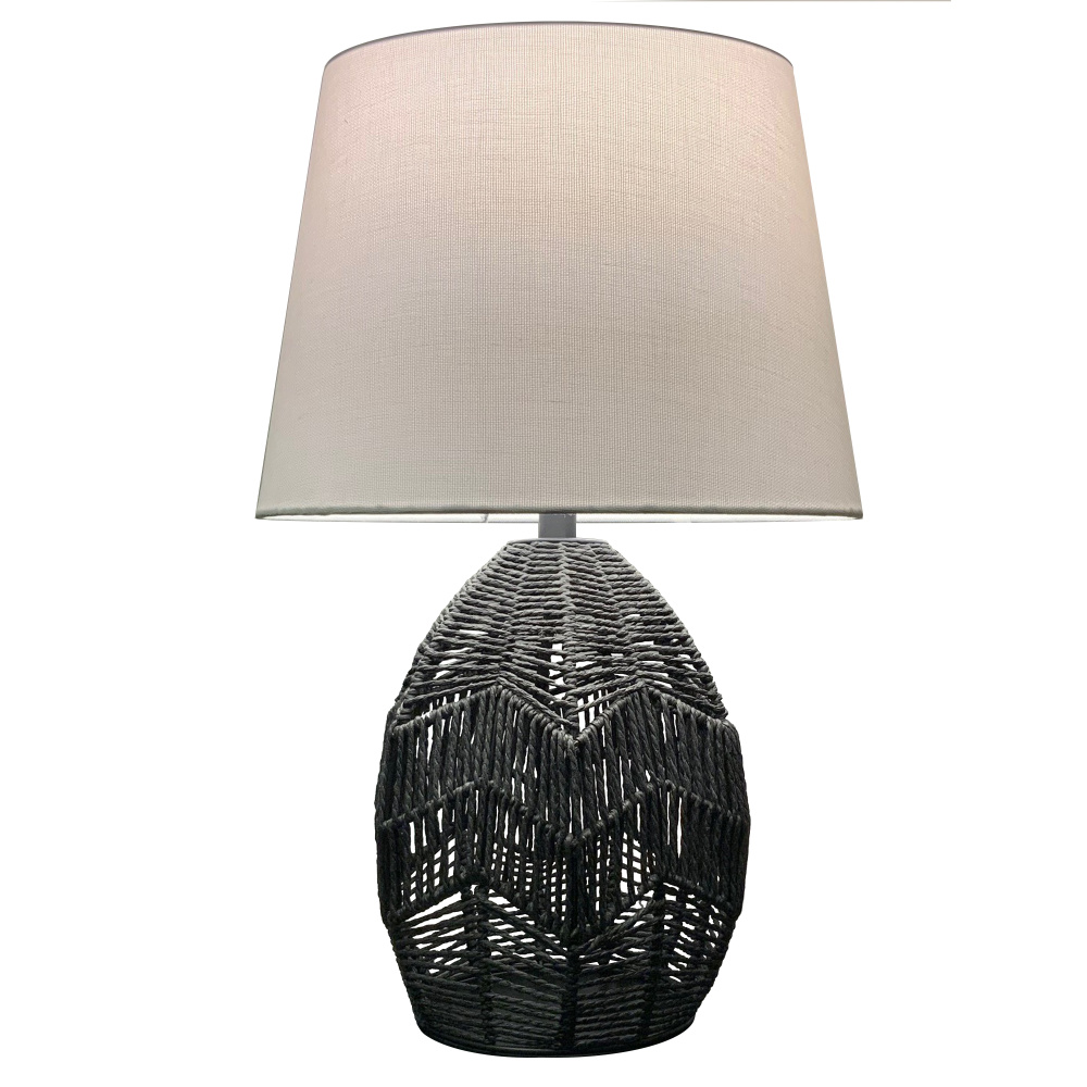 1LT Table Lamp, BK w/ WH Shade