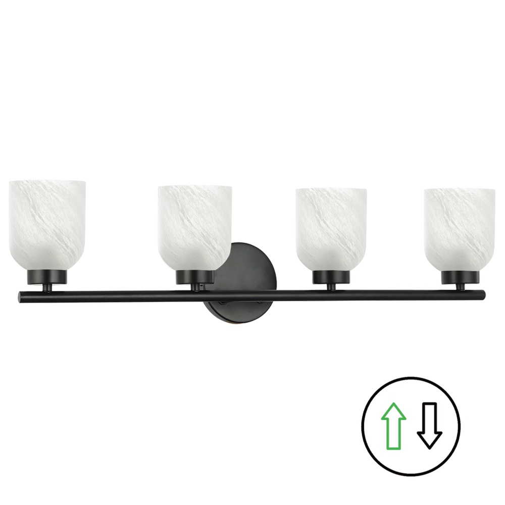 4LT Vanity, Matte Black w/ Faux Alabaster