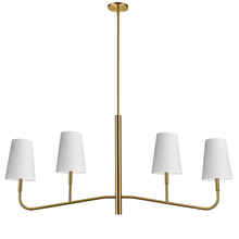 Dainolite ELN-534HC-AGB-790 - 4 Light Incandescent Horizontal Chandelier Aged Brass with White Shades