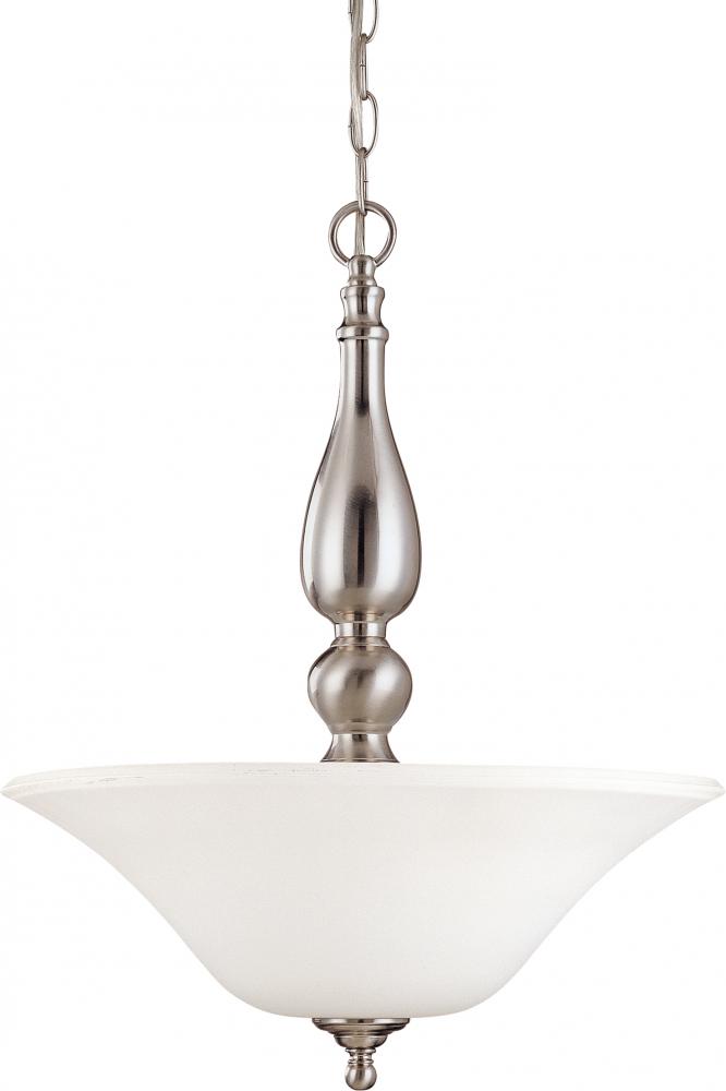 Dupont; 3 Light; Pendant with Satin White Glass; Brushed Nickel Finish