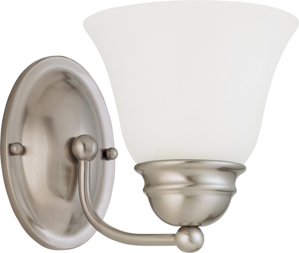Empire; 1 Light; 7 in.; Vanity with Frosted White Glass; Brushed Nickel Finish