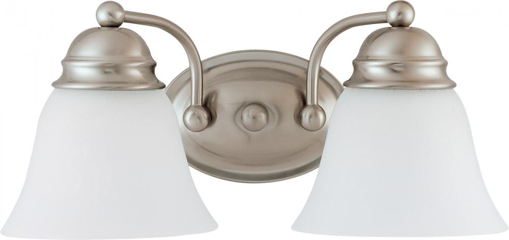 Empire; 2 Light; 15 in.; Vanity with Frosted White Glass; Brushed Nickel Finish