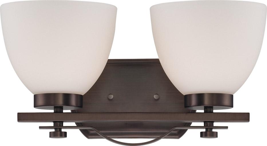 2-Light Wall Mounted Vanity Light in Hazel Bronze Finish with Frosted Glass