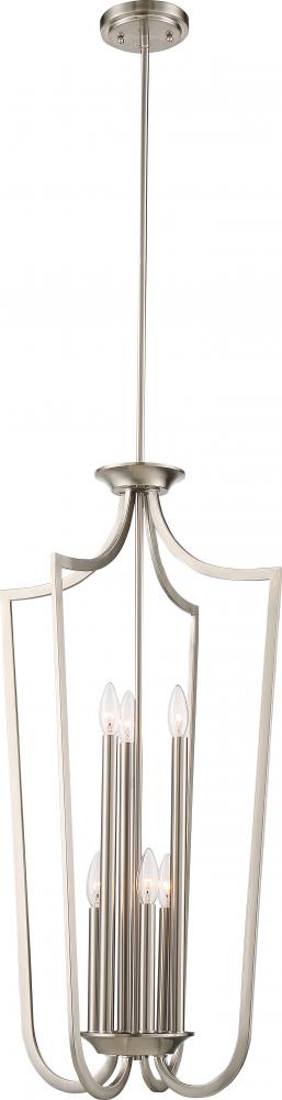 Laguna - 6 Light Cage Pendant - Brushed Nickel Finish