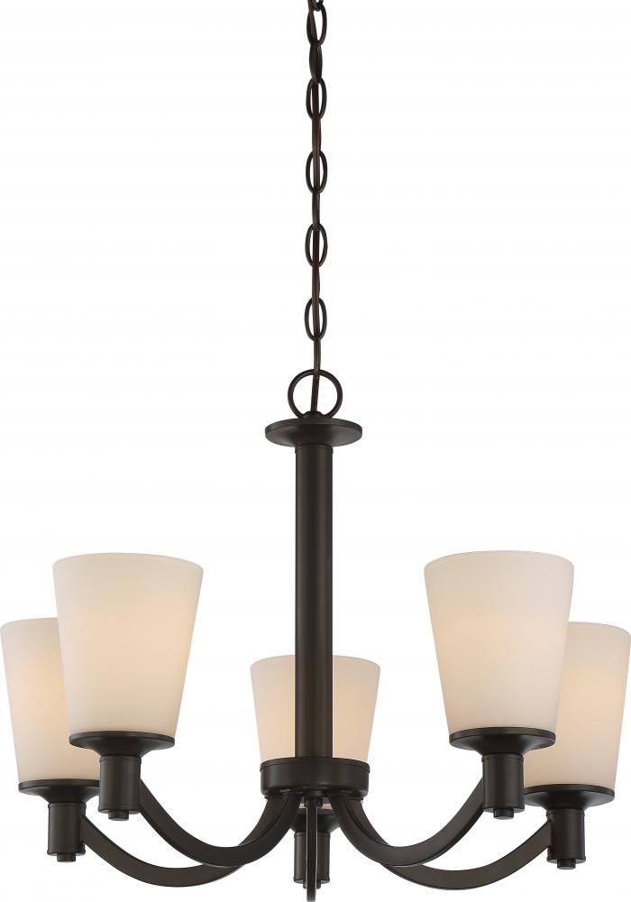 Laguna; 5 Light; Hanging Fixture with White Glass; Forest Bronze Finish
