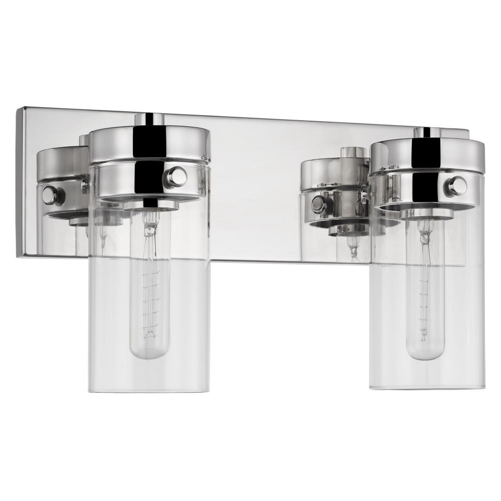 Intersection; 2 Light; Vanity; Polished Nickel with Clear Glass; Polished Nickel Finish