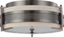 Nuvo 60/4436 - Diesel - 3 Light Medium Flush with Khaki Fabric Shade - Hazel Bronze Finish