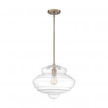 Nuvo 60/6768 - Storrier - 1 Light Pendant - with Clear Glass -Burnished Brass Finish