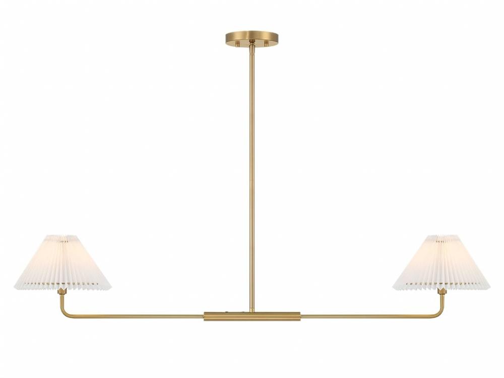 2-Light Linear Chandelier in Natural Brass