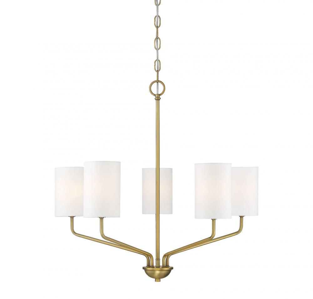 5-Light Chandelier in Natural Brass