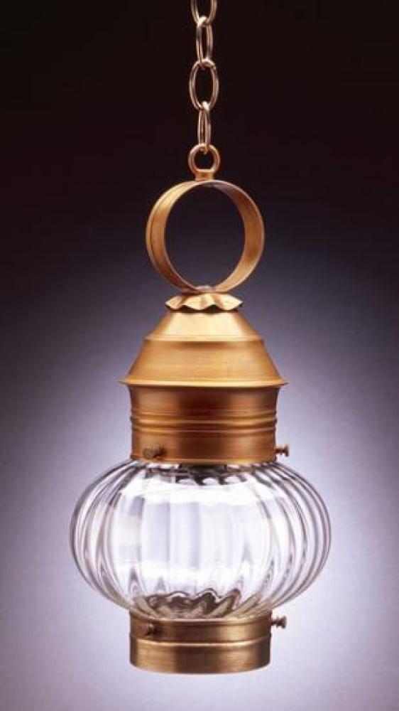 Onion Hanging No Cage Dark Brass Medium Base Socket Optic Glass