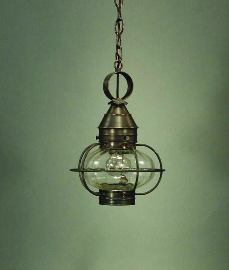 Caged Onion Hanging Dark Brass Medium Base Socket Optic Glass