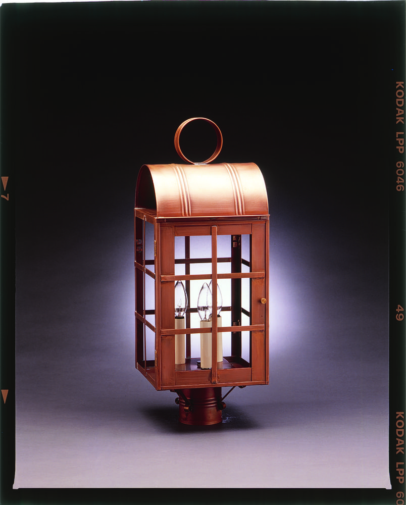 Culvert Top H-Bars Post Verdi Gris Medium Base Socket With Chimney Clear Glass