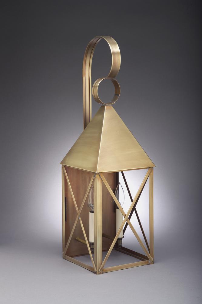 Pyramid Top X-Bars Wall Verdi Gris Medium Base Socket With Chimney Clear Glass