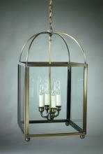 Northeast Lantern 6832-AB-LT4-CLR - Square Corners Hanging Antique Brass 4 Candelabra Sockets Clear Glass