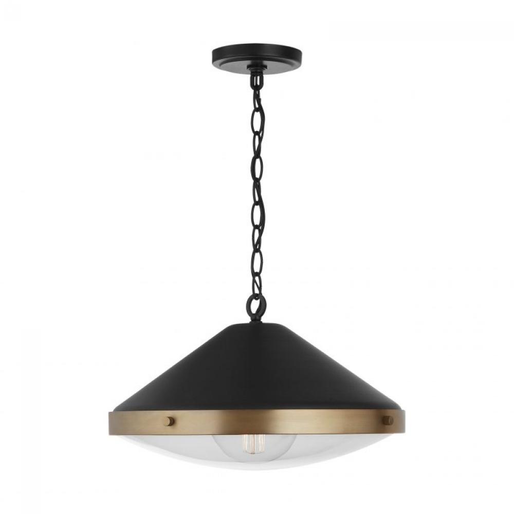 1-Light Metal Pendant with Glass Diffuser