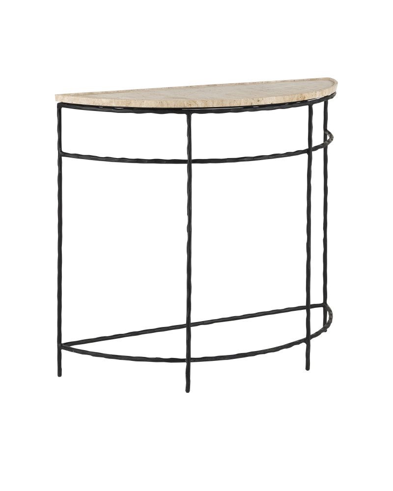 Boyles Travertine Demi-Lune Table