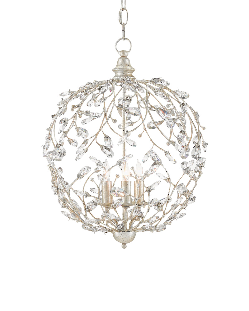 Crystal Bud Silver Orb Chandelier