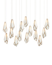 Currey 9000-1037 - Glace White 15-Light Linear Multi-Drop Pendant